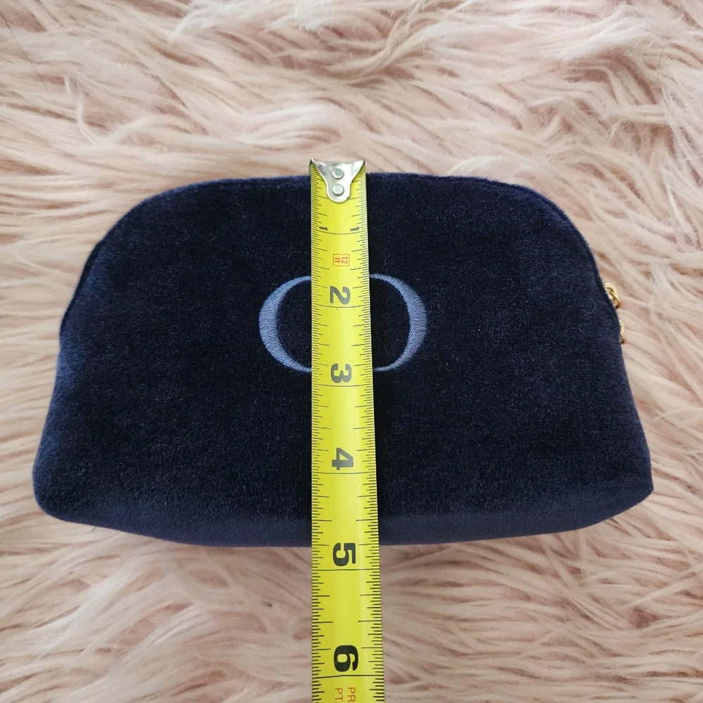 Christian Dior Beauty blue velvet zip makeup cosmetic bag